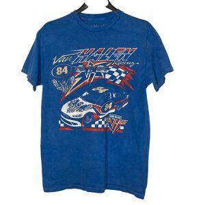 Van Halen Racing 84 Distressed Graphic T-Shirt Blue Sz MED Cotton Unisex